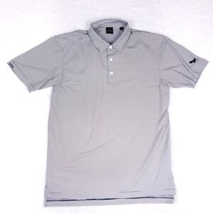 Dunning Golf Striped Performance Polo Shirt Large Navy White Activewear Sports